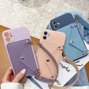 Lanyard Strap Cute Wallet Case for iPhone 12