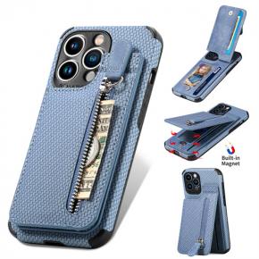 Durable PU Leather Magnetic Buckle Flip Strap Wristlet Zipper Card Holder Wallet Phone Cases for iPhone 15 Pro